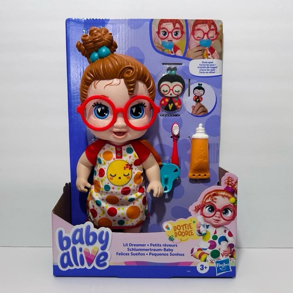 Baby Alive Lil Dreamer Dottie Doodle Baby Doll Sleepover Toy With Glasses